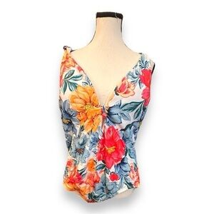 🆕 NWT Women’s 2X Tropical Bright Colored One Piece Swimsuit 20w 22w